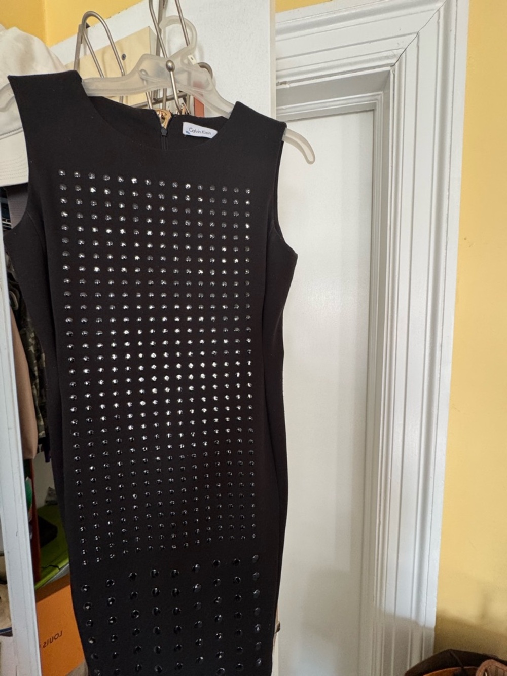 Calvin Klein Black Sleeveless Studded Midi Dress